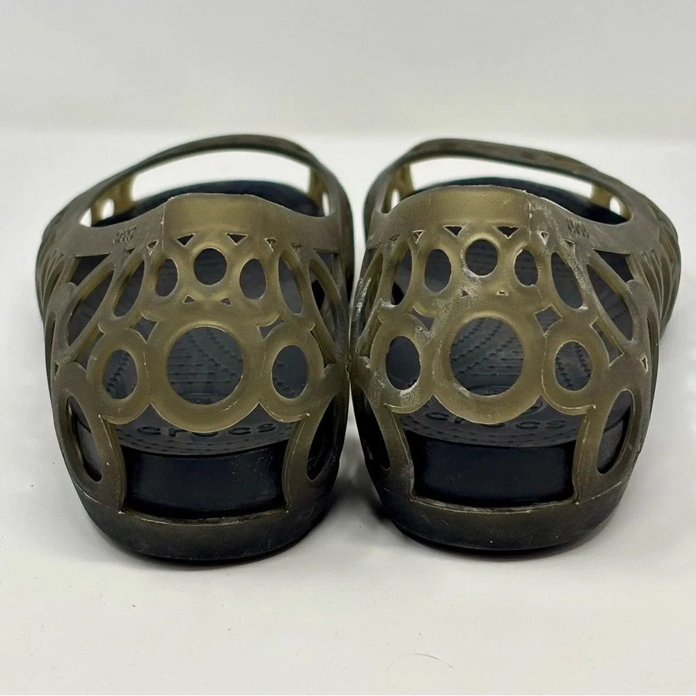 Crocs Adrina Jelly Peep Toe Slip On Ballet Flat Shoes Womens Size 11 Army Green